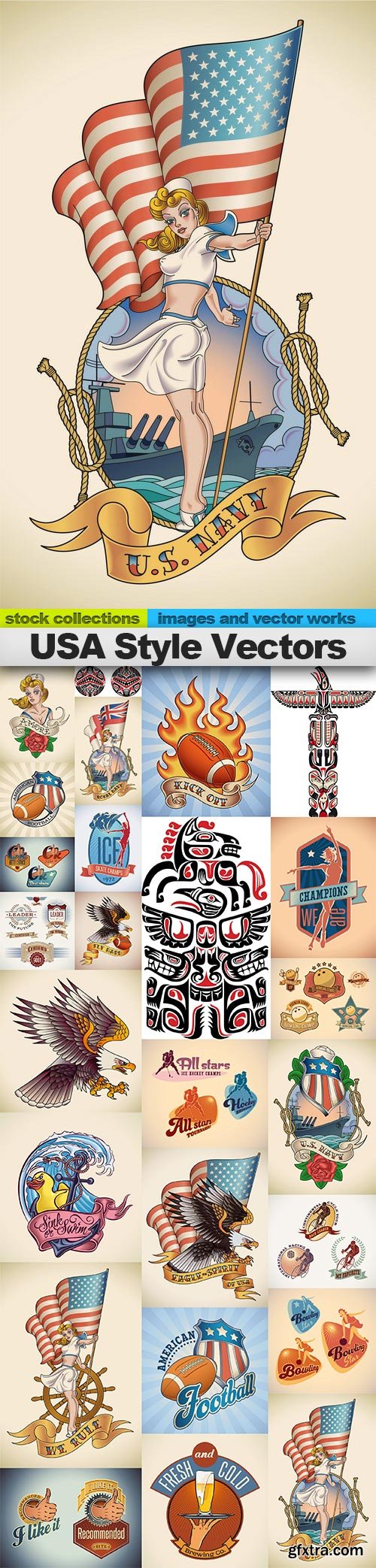 USA Style Vectors, 25 x EPS