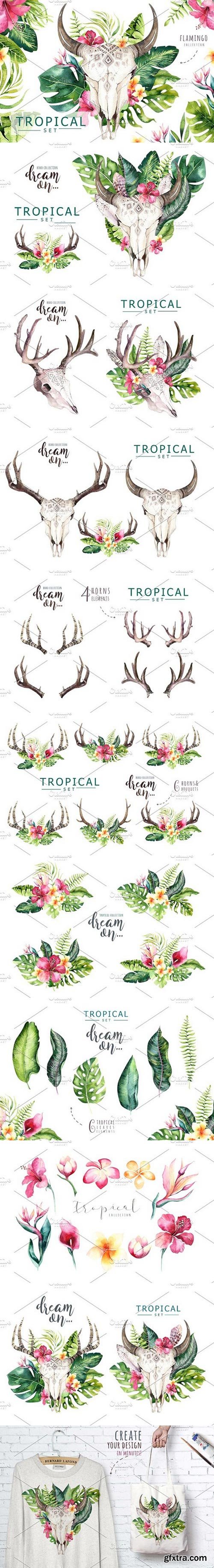 CM - Tropical boho skulls & bouquets 1741112