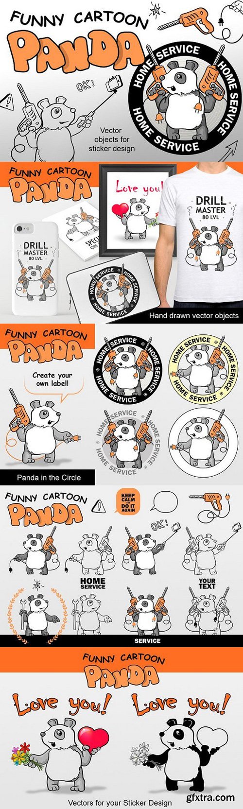 CM - Funny Vector Pandas - Doodle Style 1738881