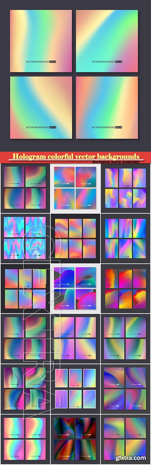 Hologram bright colorful vector backgrounds set