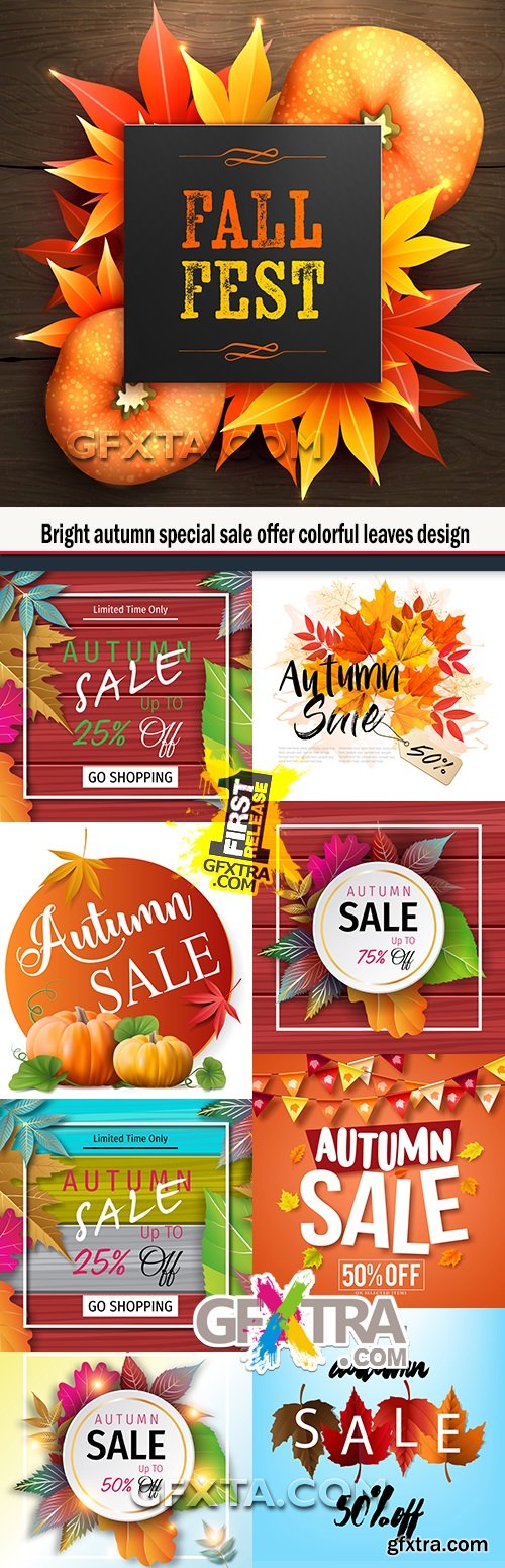 Bright autumn special sale offer colorful leaves design