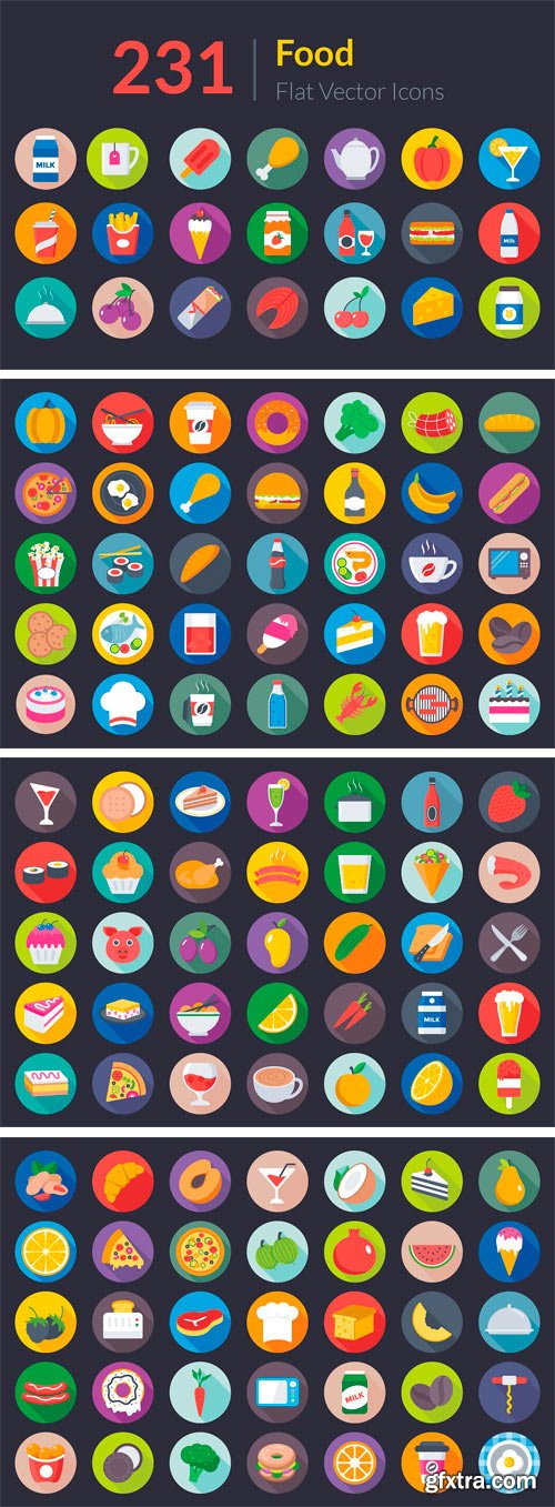 CM - 231 Flat Food Icons 1603272