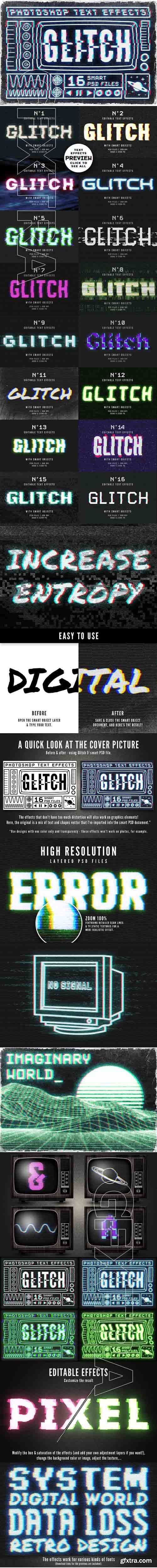 CreativeMarket - Glitch text effects for Photoshop 1789011