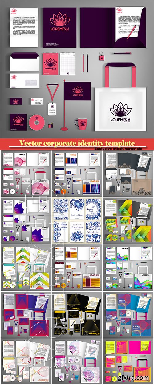 Trendy vector corporate identity template design, modern business set