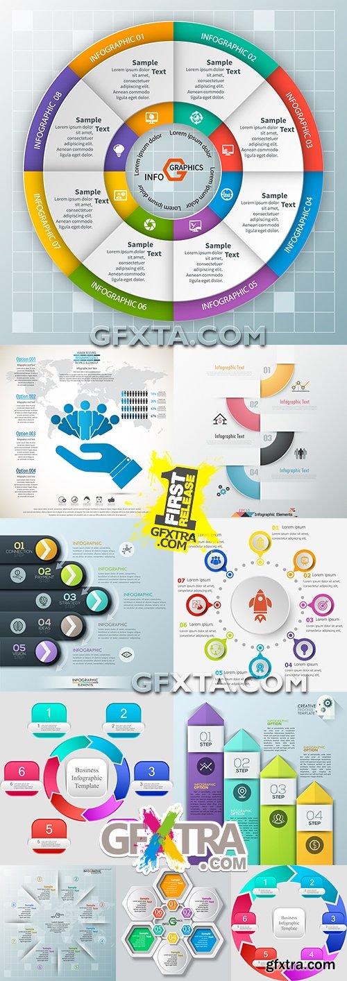 Infographics modern Business elements collection 289