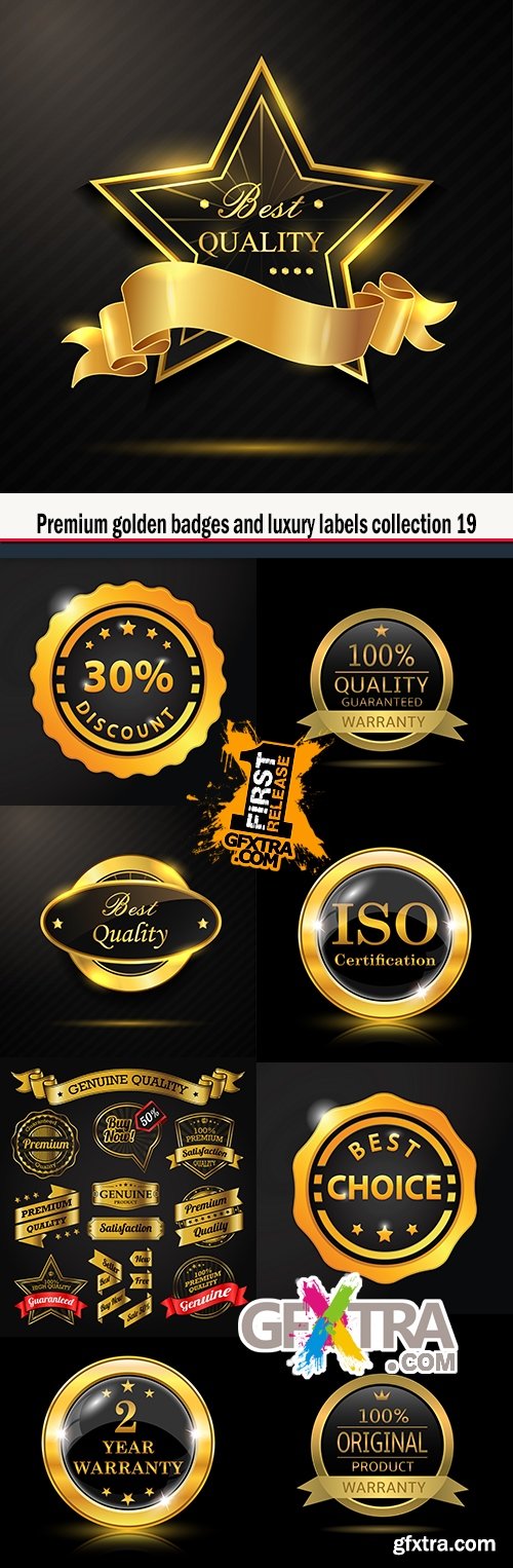 Premium golden badges and luxury labels collection 19