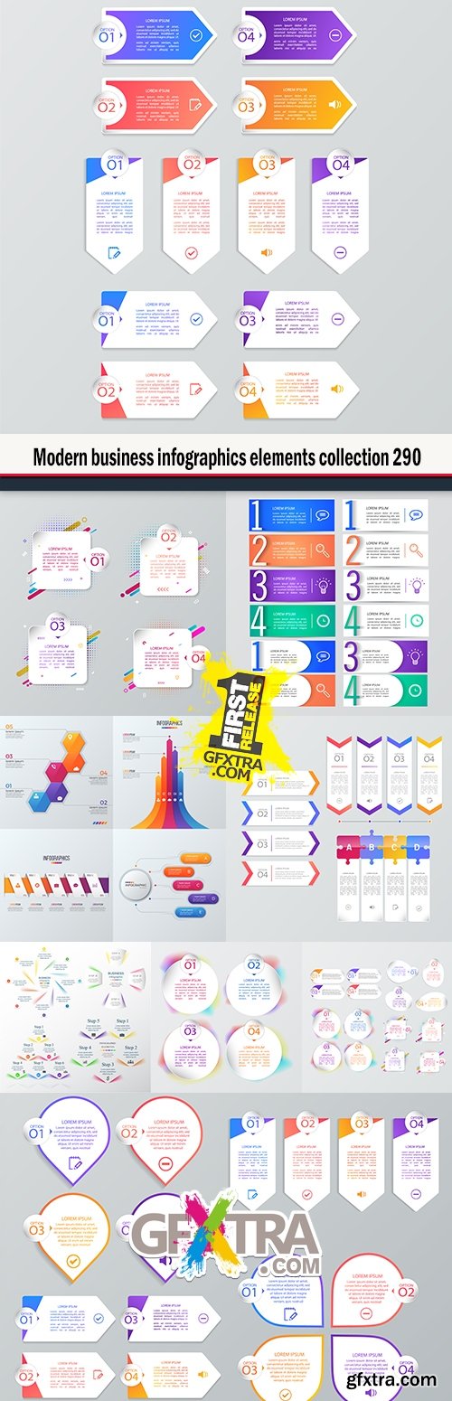 Modern business infographics elements collection 290