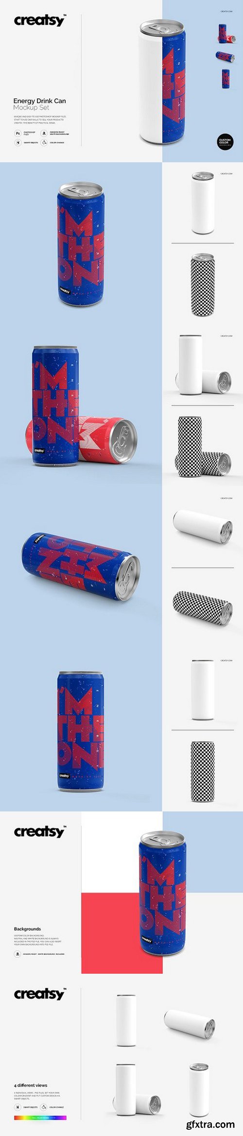 CM - Energy Drink Can Mockup Set 1744134