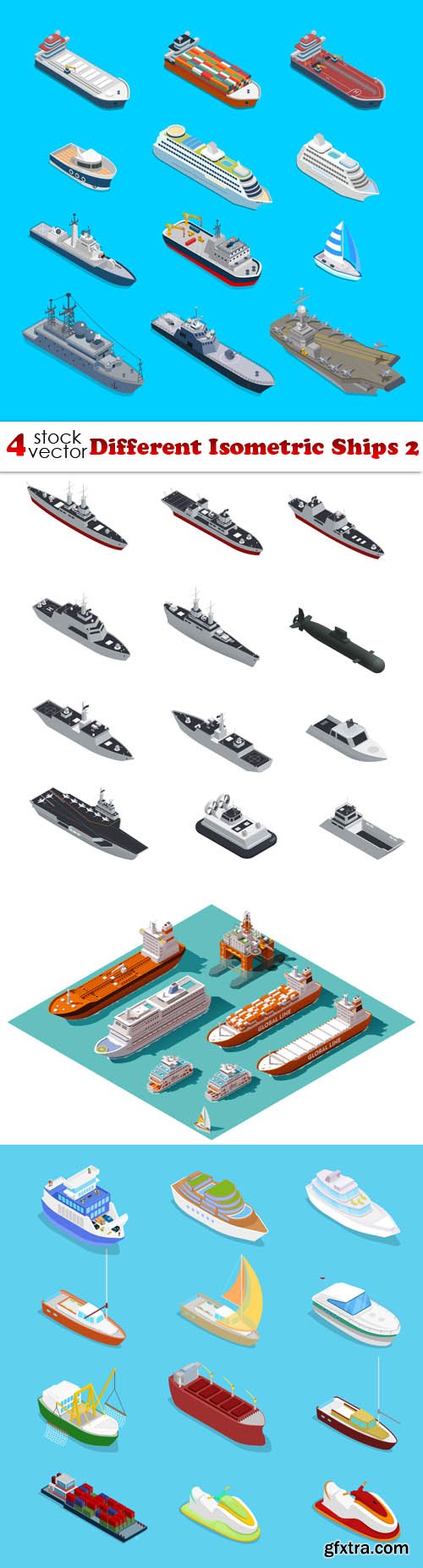 Vectors - Different Isometric Ships 2