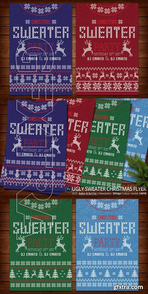 CreativeMarket - Ugly Sweater Christmas Party Flyer 1789575