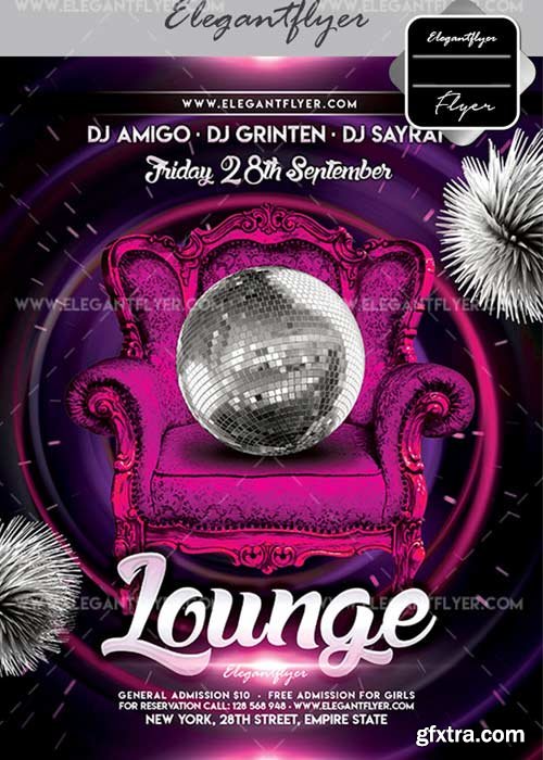 Lounge V25 Flyer PSD Template + Facebook Cover