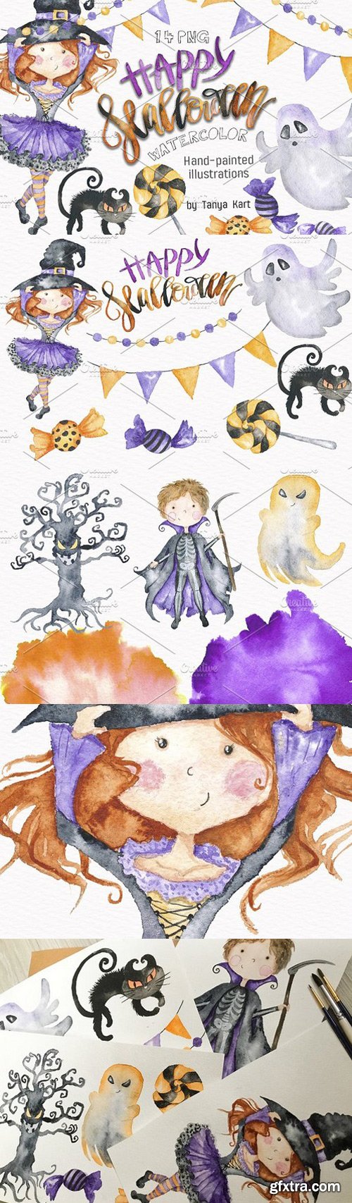 CM - Halloween Party Watercolor Clipart 1745646