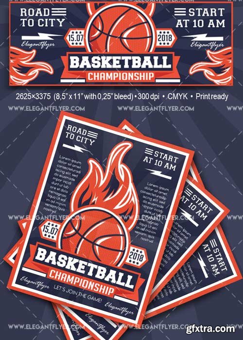 Basketball Flyer templates V19 Flyer PSD Template + Facebook Cover