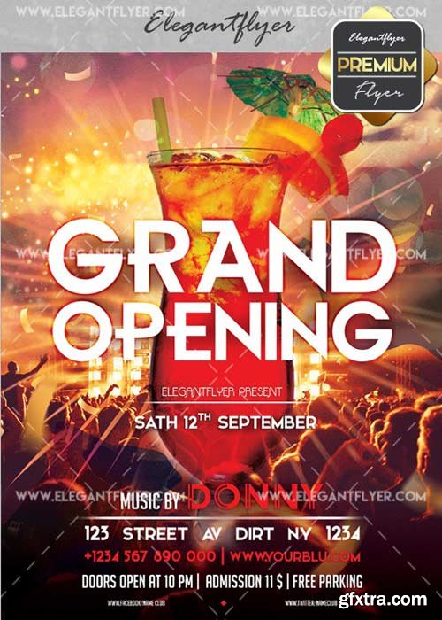 Grand Opening V42 Flyer PSD Template + Facebook Cover