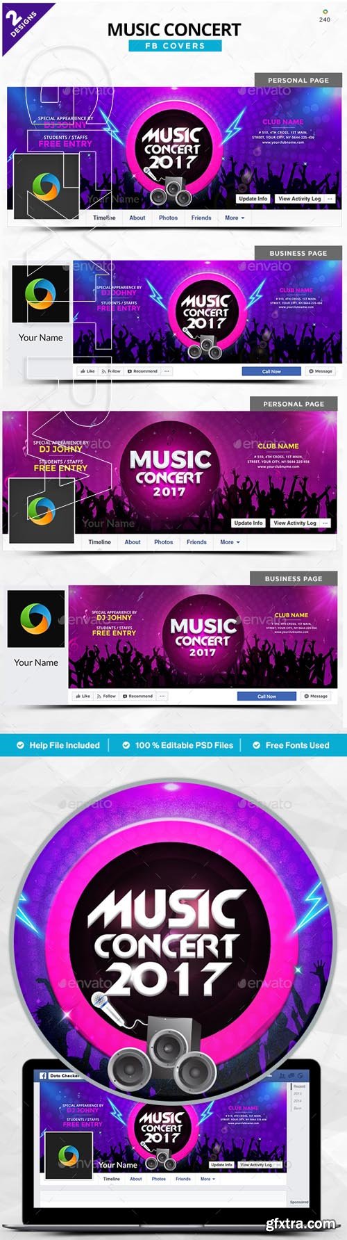 GraphicRiver - Music Concert Facebook Covers - 2 Designs 20464060