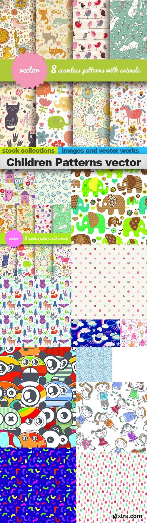 Children Patterns vector, 15 x EPS