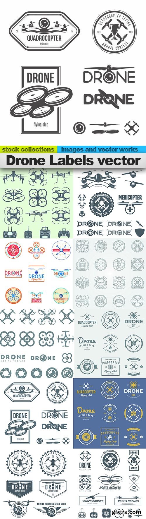 Drone Labels vector, 10 x EPS