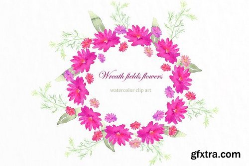 CM - Wreath fields flowers clip art 253532