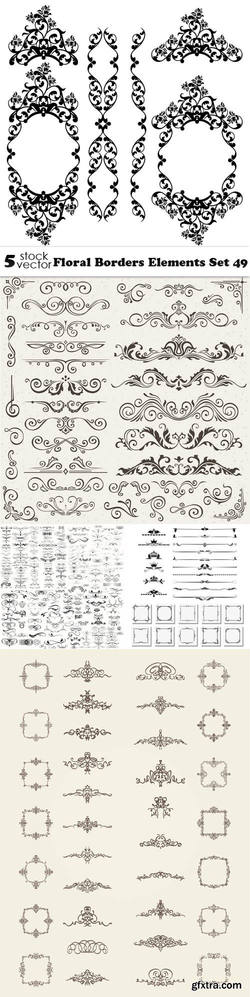 Vectors - Floral Borders Elements Set 49