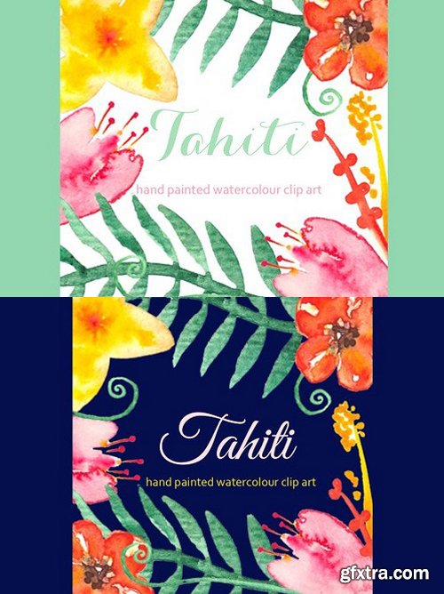 CM - Tahiti set Watercolor Clip Art 251883