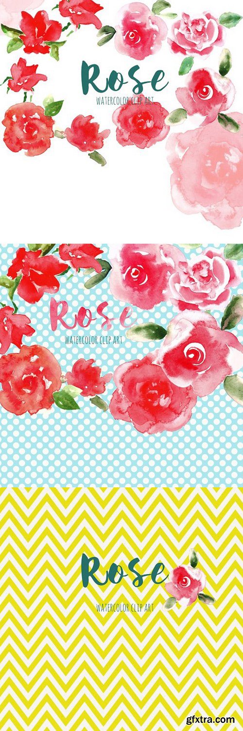 CM - Red Rose. Watercolor clip art 269289