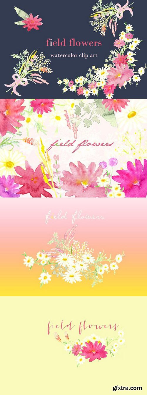 CM - Field Flowers watercolor clip art 252985