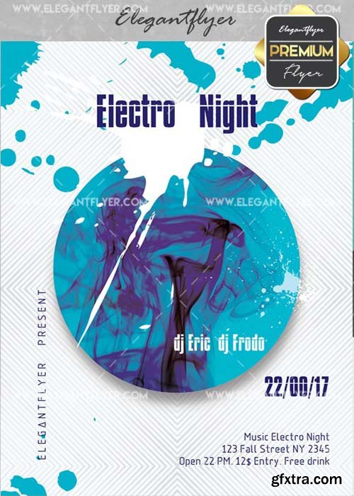 Electro Night V14 Flyer PSD Template + Facebook Cover