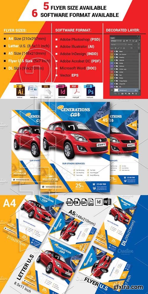 CreativeMarket - Rent A Car Flyer Template Vol-01 1801781