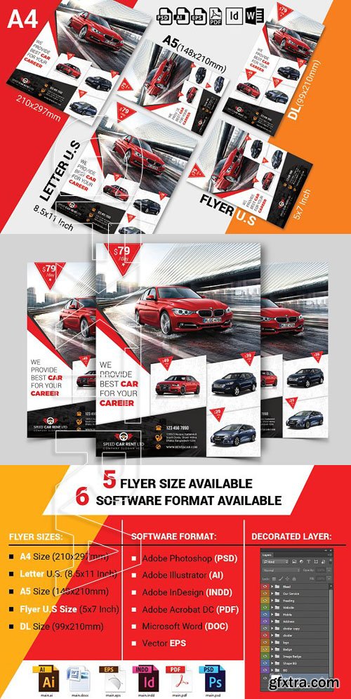 CreativeMarket - Rent A Car Flyer Template Vol-04 1803274