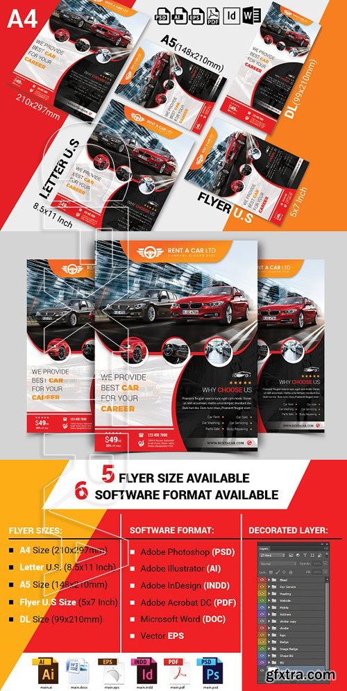 CreativeMarket - Rent A Car Flyer Template Vol-05 1803275