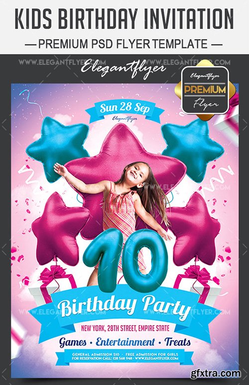 Kids Birthday Invitation – Flyer PSD Template + Facebook Cover