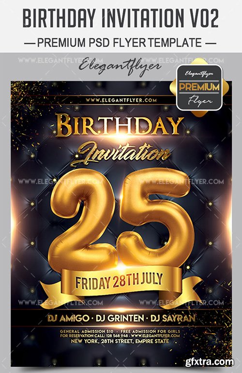 Birthday Invitation V02 – Flyer PSD Template + Facebook Cover