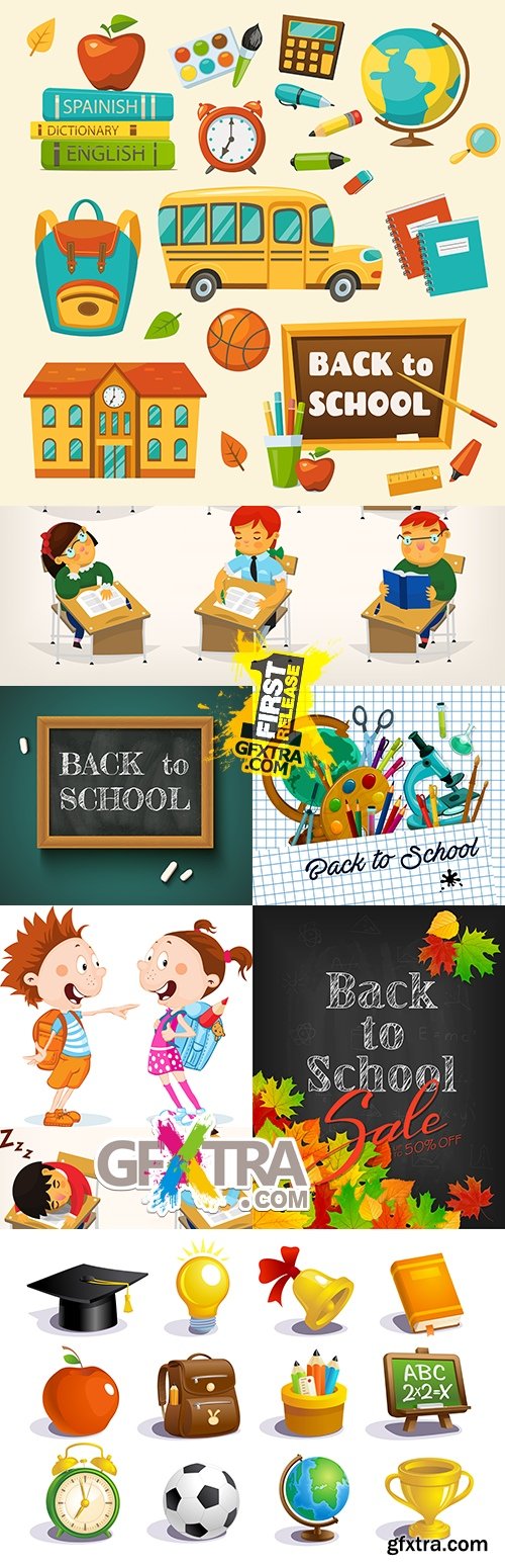 Back to school collection accessories element illustration 5