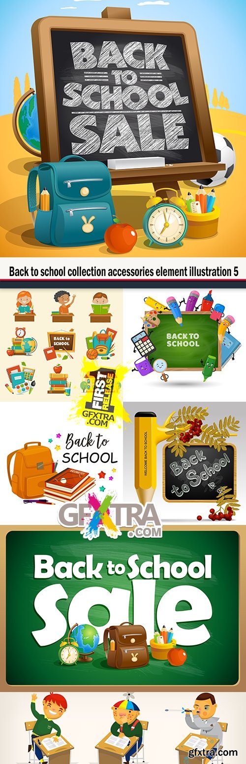 Back to school collection accessories element illustration 5