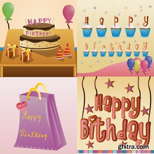 vector image gift cards birthday celebration 25 eps