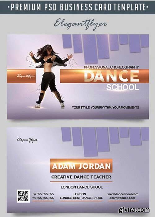 Dance school V9 Premium Business Card Templates PSD