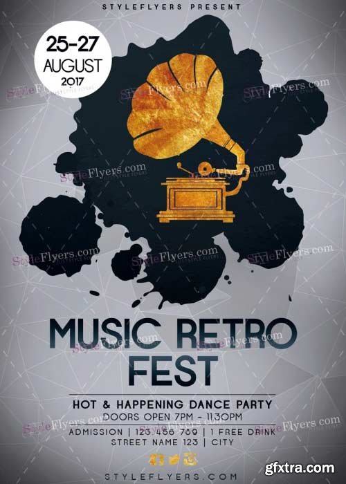 Music Retro Fest V5 PSD Flyer