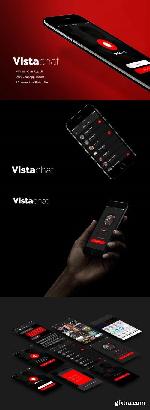 Vistachat Dark App UI sketch file