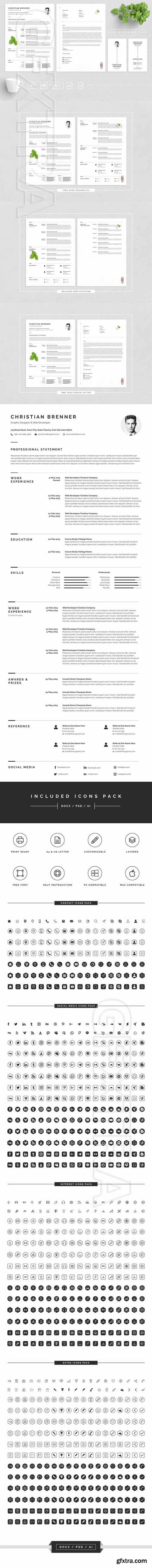 CreativeMarket - Minimal Resume CV in MS Word 1803078