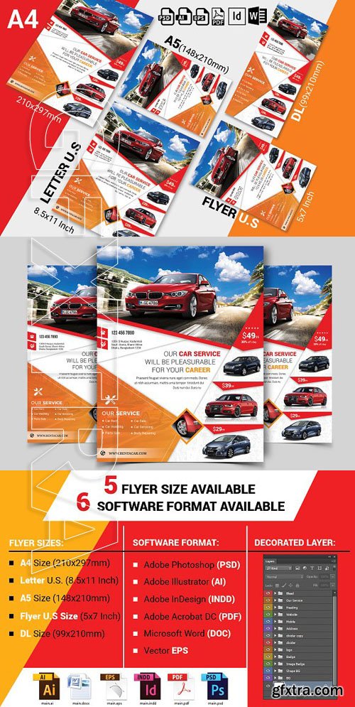 CreativeMarket - Rent A Car Flyer Template Vol-07 1803362