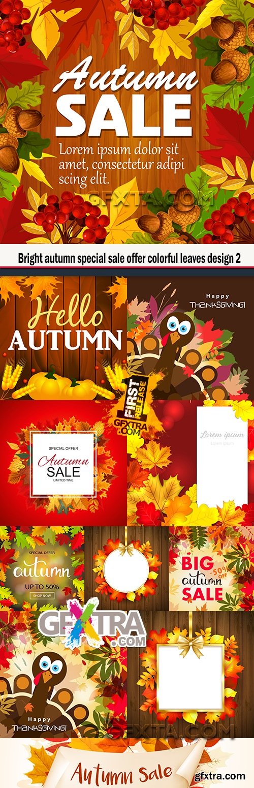 Bright autumn special sale offer colorful leaves design 2