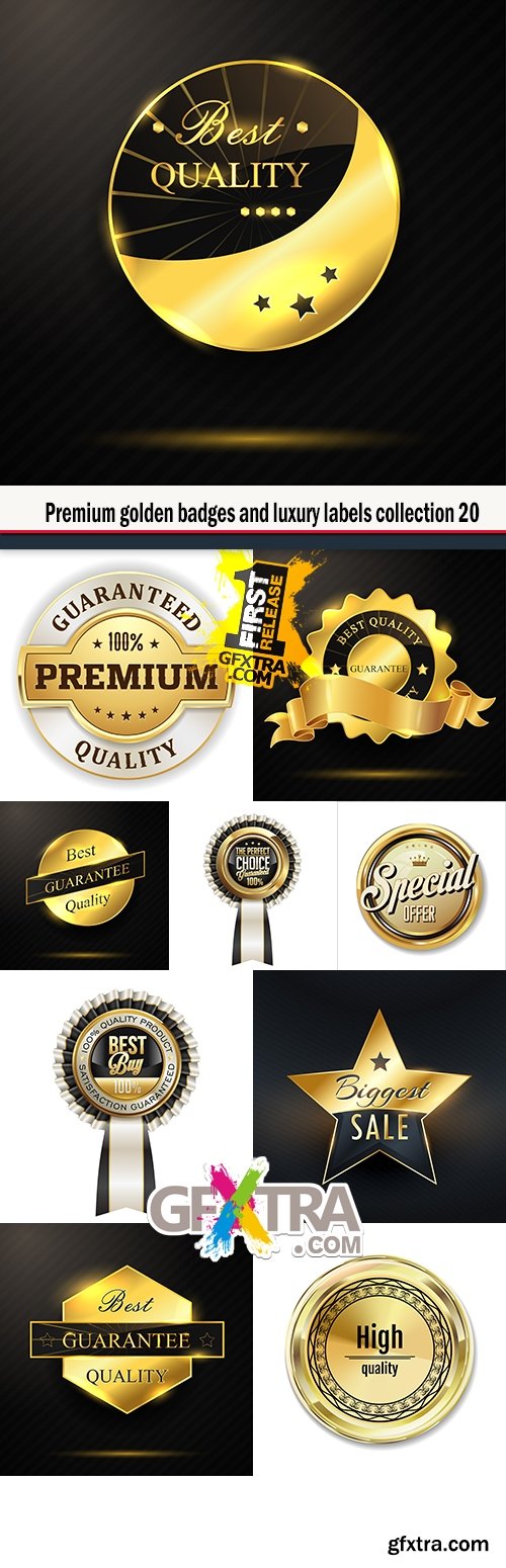 Premium golden badges and luxury labels collection 20