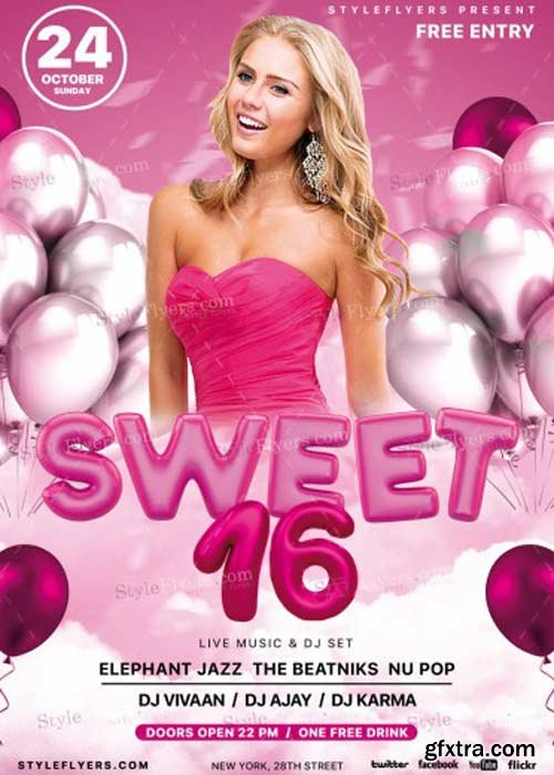 Sweet 16 V7 PSD Flyer Template