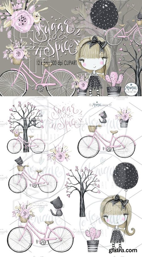 CreativeMarket - Cute Girl Clipart 1803764