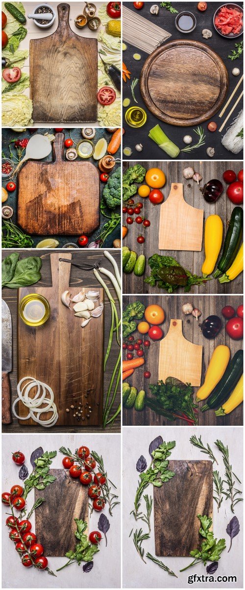 Cutting board and vegetables