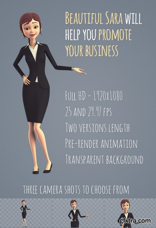 Videohive Sara 3D Character in Business Suit - Beautiful Woman Presenter/Manager 16129254