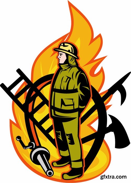 fireman water hoses lifeguard vector image 25 EPS