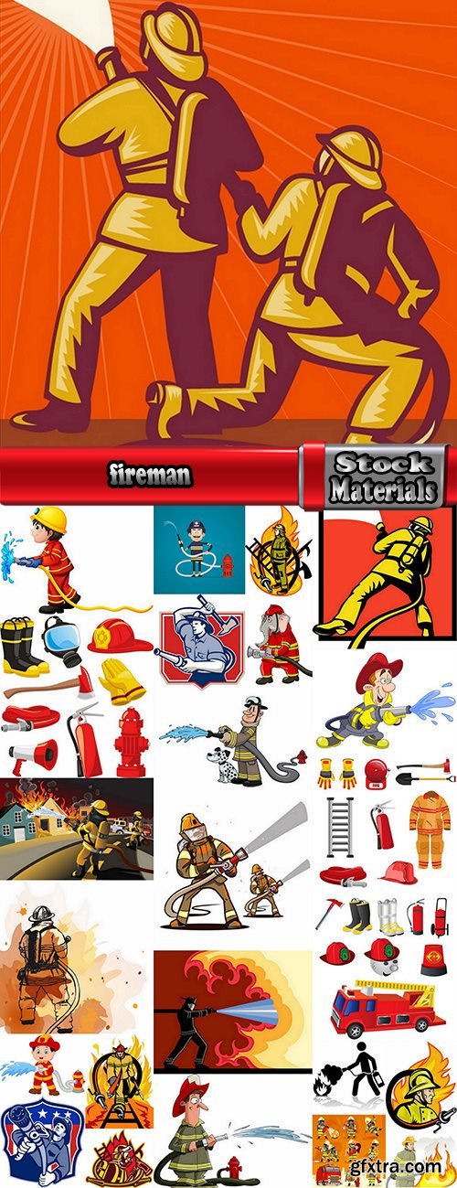 fireman water hoses lifeguard vector image 25 EPS