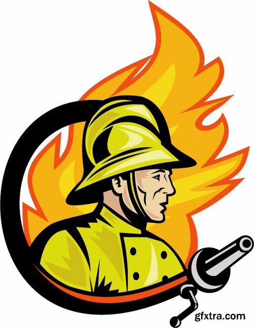 fireman water hoses lifeguard vector image 25 EPS