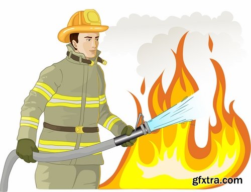 fireman water hoses lifeguard vector image 25 EPS